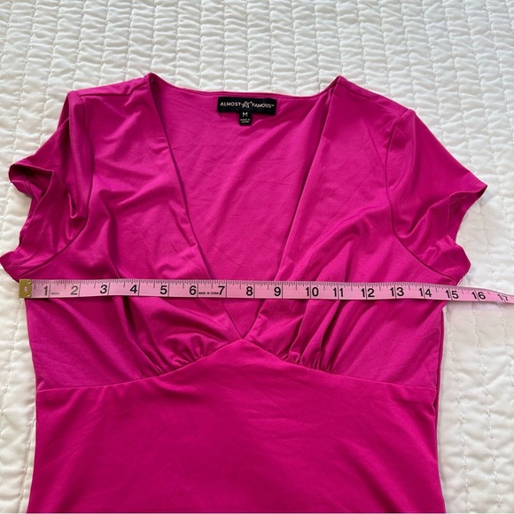 Almost Famous Barbiecore Fuchsia V-Neck Blouse - Picture 6 of 12